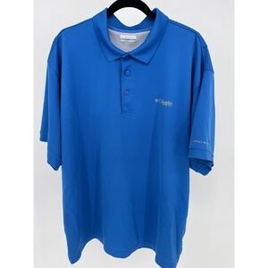 Columbia PFG‎ Men's Blue Short Sleeve Polo Shirt XL/TG Omni-Shade Fishing Shirt
